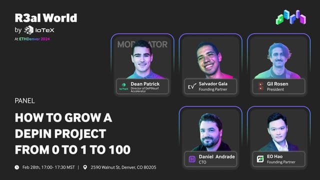 Want to build the next killer DePIN? 🗡️

Join top VCs, accelerators, &amp; founders at R3al World for a masterclass in building the next groundbreaking DePIN project.

Learn from @hotspotty, @fmgroupxyz, @EV3ventures, @DepinSurf, &amp; @Stanford Blockchain Accelerator.

Discover funding https://t.co/eS2OzSvnBz